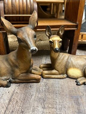 Brown Ceramic Deer Figurine Pair - Home Accent Decor